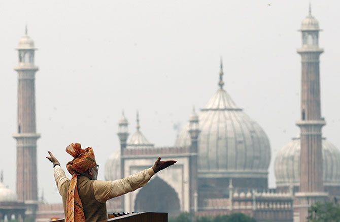 Narendra Modi gives his Independence Day speech at the Red Fort