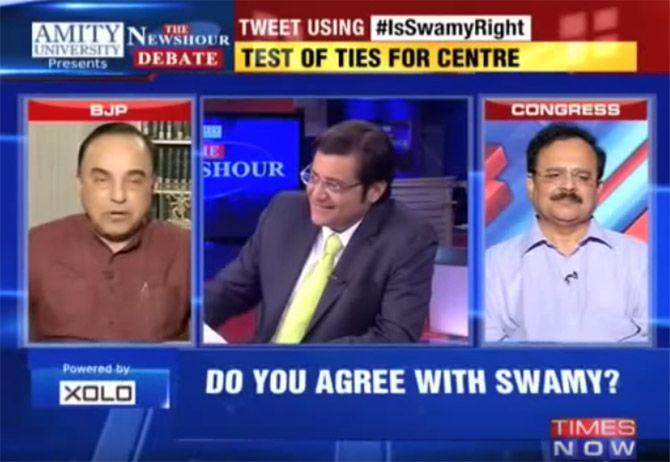 Arnab Goswami on the NewsHour episode when Dr Subramanian Swamy called him a liar.