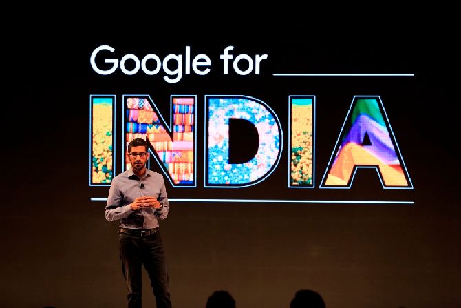 CEO Sundar Pichai speaks at the Google for India event