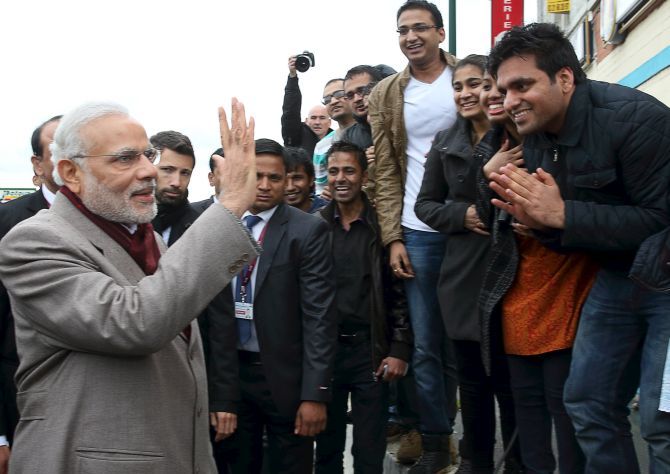 Narendra Modi with supporters