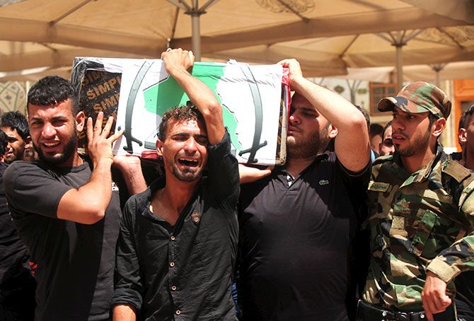 The funeral of a fighter killed in clashes with Islamic State terrorists.