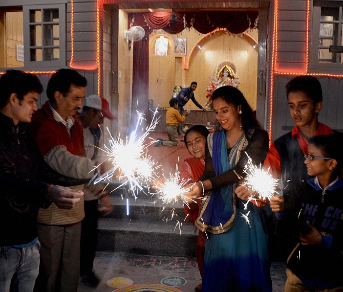 A family celebrates Diwali in Kashmir