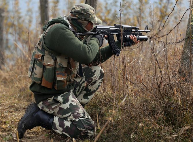 An Indian soldier in Jammu and Kashmir.