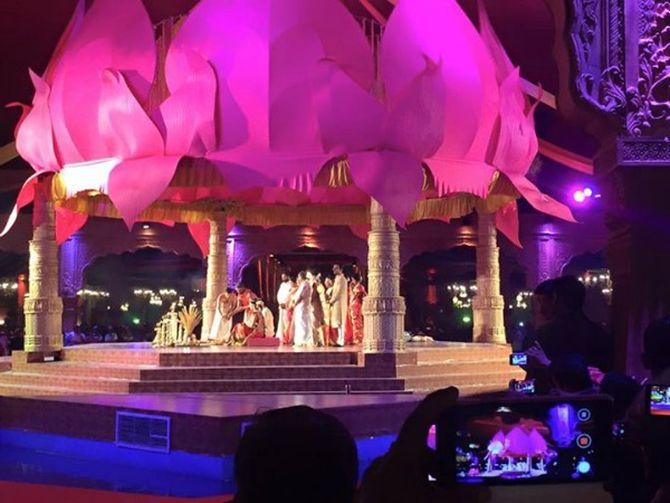 NRI businessman Ravi Pillai spent Rs 55 crore on his daughter Dr Arathi Ravi Pillai's wedding to Adithya Vishnu, a Kochi-based doctor at the Asramam grounds in Kollam on Thursday.