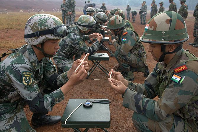 A glimpse of the India-China military exercises in Kunming this month.