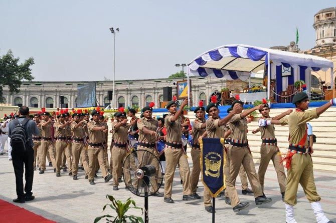 Students present a guard of honour