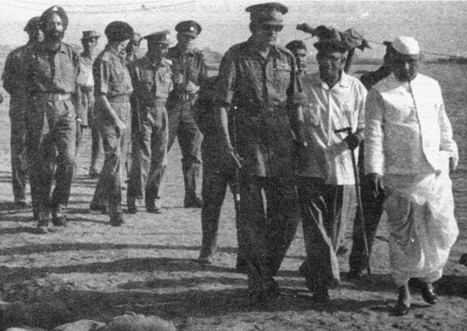 Y B Chavan, then India's defence minister, with General J N Chaudhuri, the then chief of the army staff, at the front during the war.