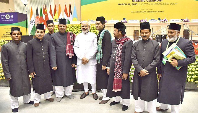 Prime Minister Narendra Modi at the World Sufi Forum in New Delhi, March 17, 2016.