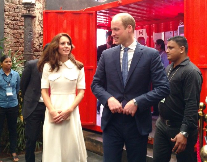 Prince William and Princess Catherine enter Todi Mills Social 
