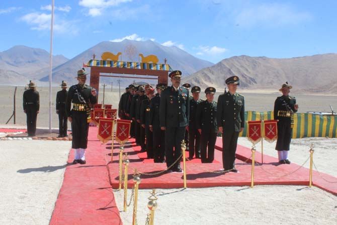 A Border Personnel Meeting between the Indian and Chinese armies on the occasion of the 'Harvest Festival' in Chushul and Daulat Beg Oldi, Eastern Ladakh, April 14, 2016