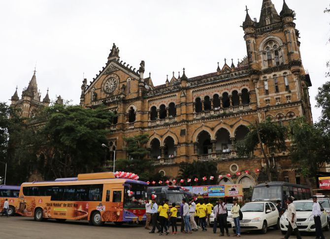 The service is launched at Mumbai's famed CST railway station.