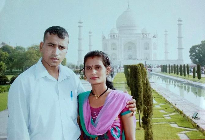 The couple at the Taj Mahal in Agra