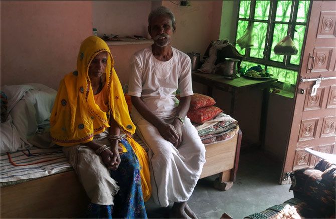 Bhanwari Devi and her husband Mohan in their home. Photograph: Rashme Sehgal