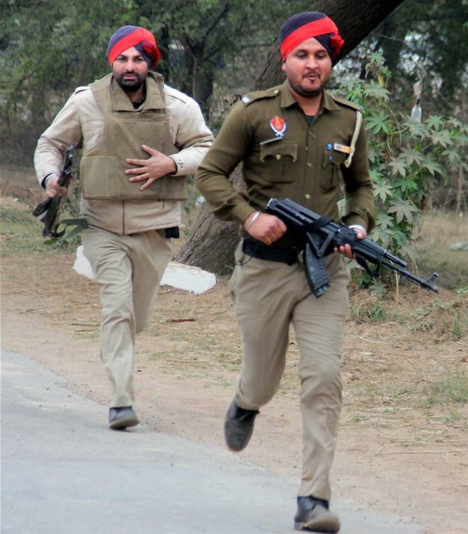 Security personnel at the Pathankot airbase.