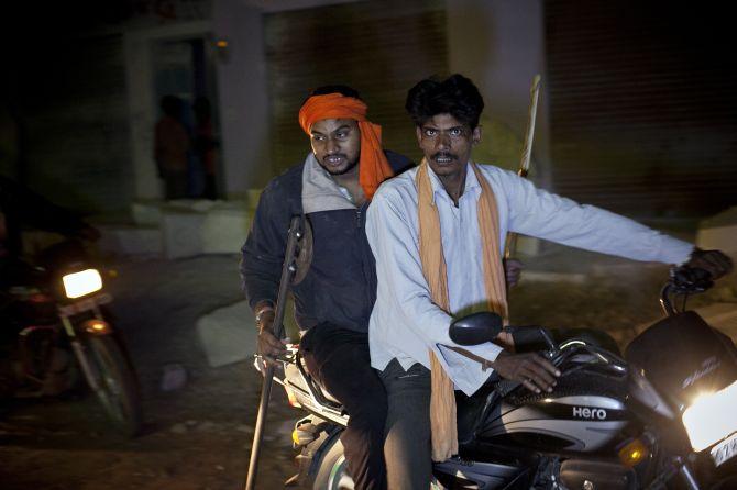 Gau rakshaks on the prowl to catch alleged smugglers. Photograph: Allison Joyce/Getty Images