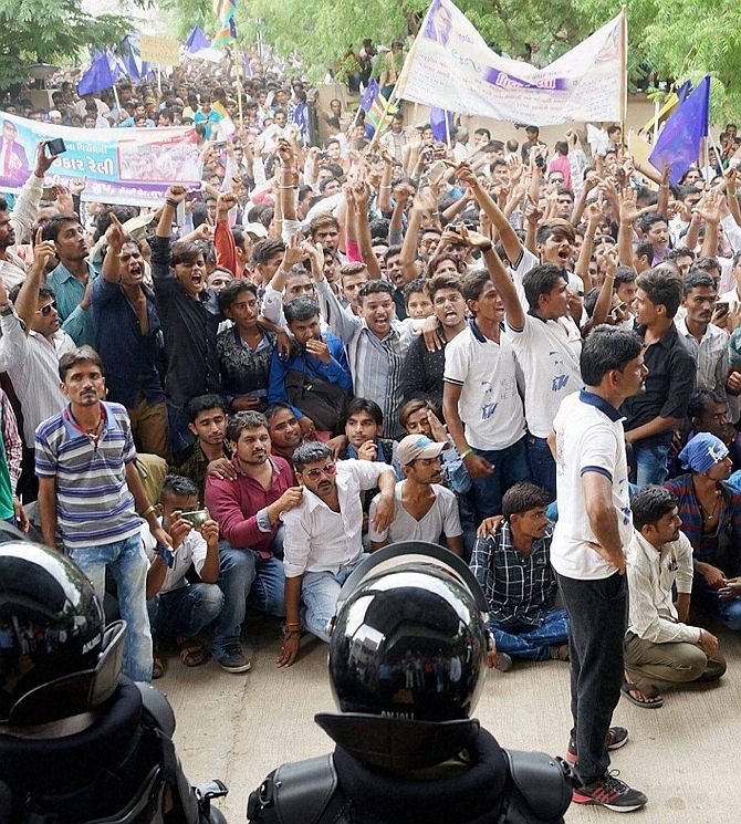 Dalits at a protest rally against the Una incident in Ahmedabad Photograph: PTI Photo
