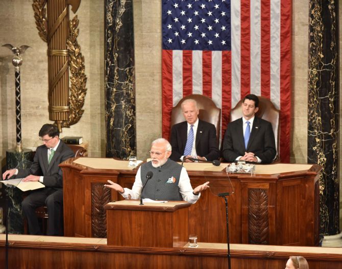 Modi adresses a joing session of US Congress on Wednesday