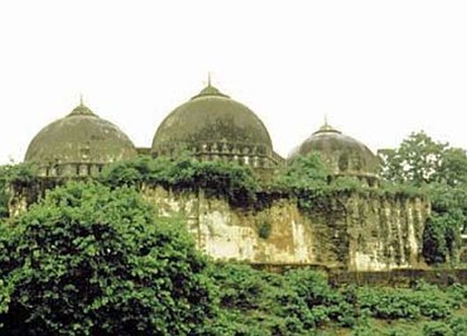 The Babri Masjid in Ayodhya before it was brought down on December 6, 1992.
