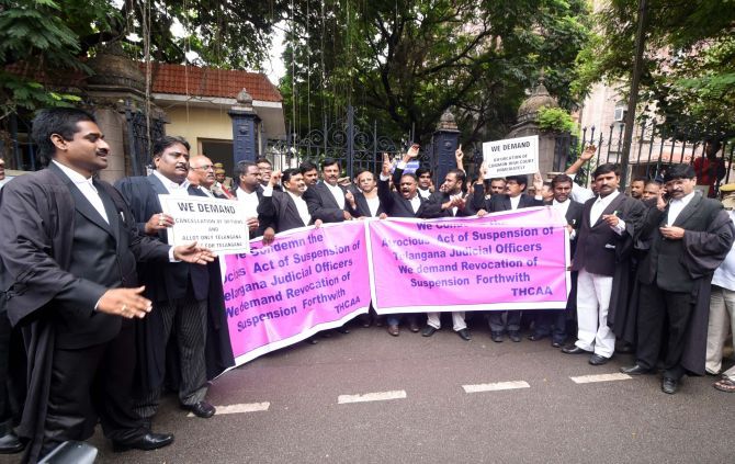Lawyers protest in Hyderabad