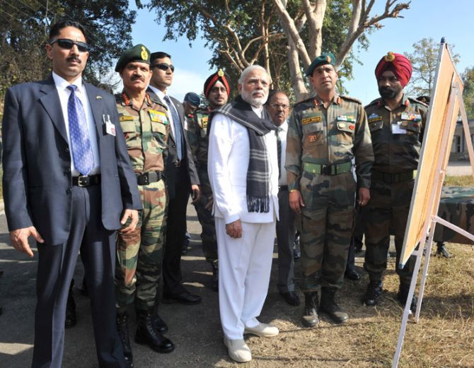 Prime Minister Narendra Modi at the Pathankot airbase, January 9, 2016.