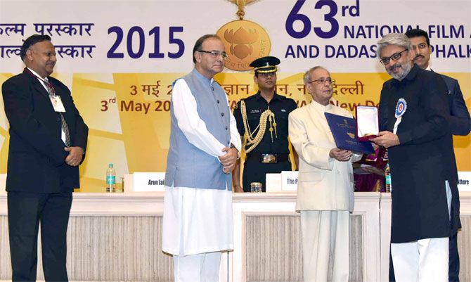 Sanjay Leela Bhansali receives his National Award from President Pranab Mukherjee