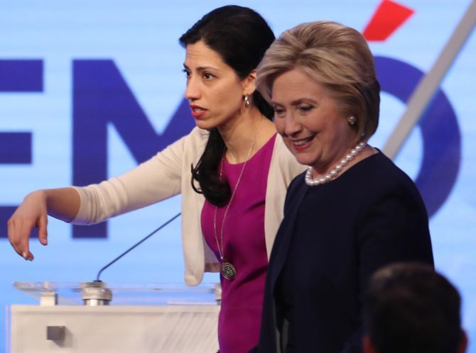 Hillary Clinton with Huma Abedin in Kendall, Florida, March 9, 2016. Photograph: Carlo Allegri