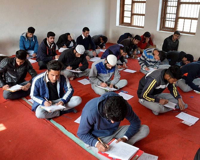 School board examinations in Srinagar in progress.