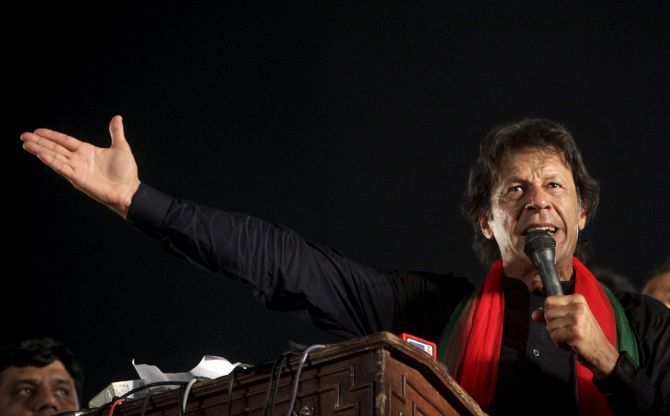 Imran Khan addresses a rally in Pakistan