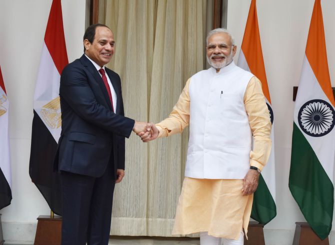 Egptian President Abdel Fattah el-Sisi with Prime Minister Narendra Modi