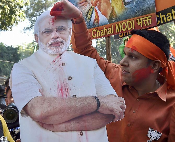 BJP supporter celebrates Narendra Modi