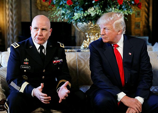 General H R McMaster, left, with US President Donald J Trump, February 20, 2017