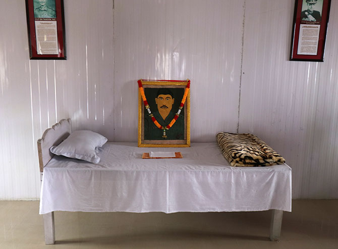 His bed in the room maintained as a tribute to him by the Garhwal Rifles