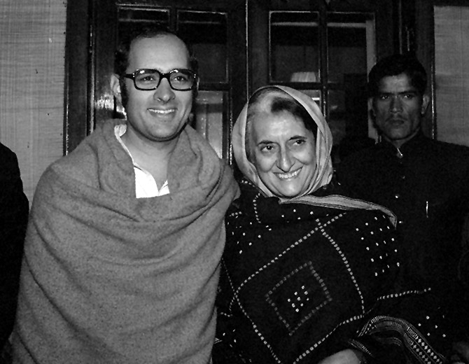 Indira Gandhi with her son Sanjay Gandhi