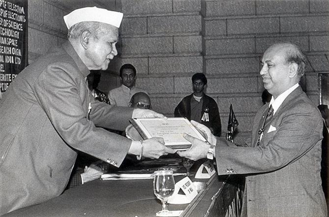 Professor U R Rao with then Vice President Dr Shankar Dayal Sharma