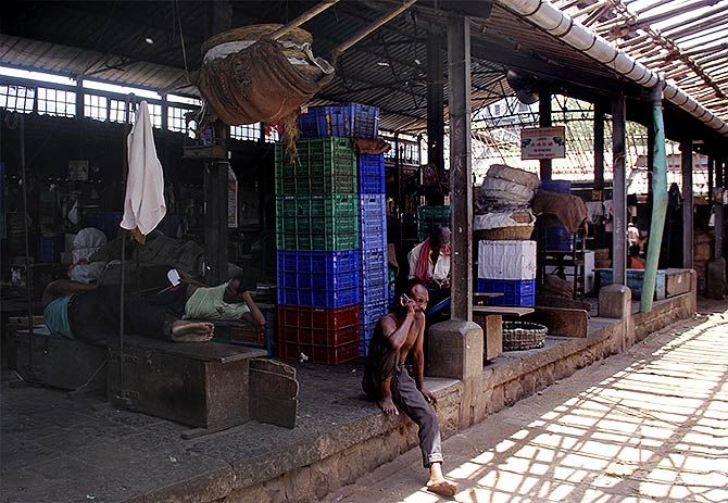 A deserted vegetable market in Byculla, Central Mumbai, a consequence of the farmers's strike. Photograph: Arun Patil
