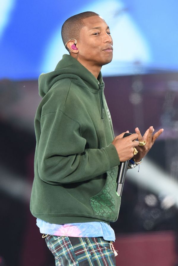 NO SALES, free for editorial use. In this handout provided by 'One Love Manchester' benefit concert Pharrell Williams performs on stage on June 4, 2017 in Manchester, England. Donate at www.redcross.org.uk/love  (Photo by Getty Images/Dave Hogan for One Love Manchester)