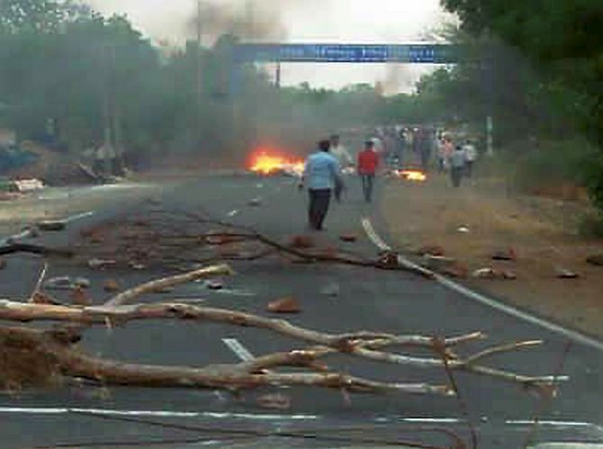 A scene from Mandsaur, Madhya Pradesh, where 6 men were killed in police firing on June 6. Photograph: PTI