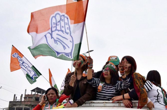 Cong supporters in Imphal