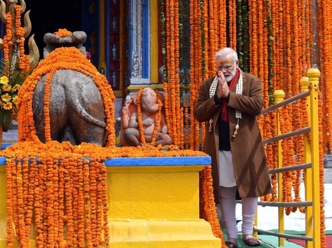 Prime Minister Narendra Modi at the Kedarnath Temple
