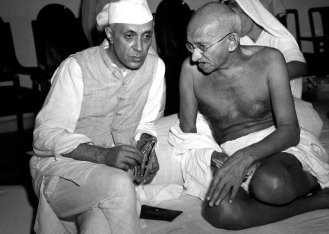 Jawaharlal Nehru and Mahatma Gandhi