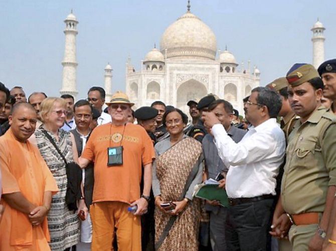 UP Chief Minister Yogi Adityanath at the Taj Mahal
