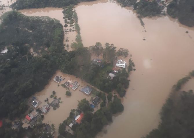 An aerial view of Kerala's flooded Pathanamthitta district, August 16, 2018. Photograph: ANI