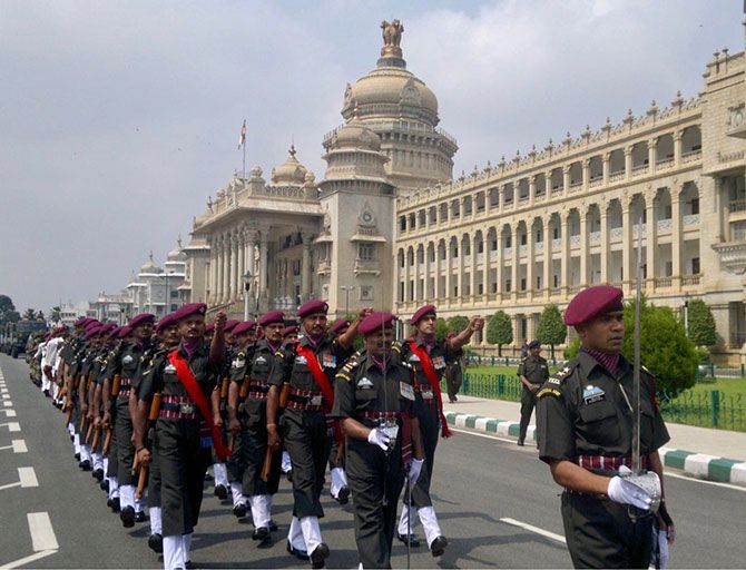 Pradeep Arya leading the Territorial Army Passing out Parade