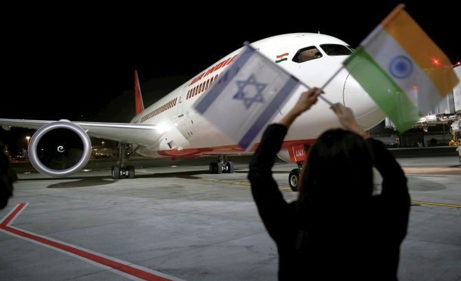 Air India's Boeing 787-8 Dreamliner lands at Ben Gurion airport, Tel Aviv. Photograph: Amir Cohen/Reuters
