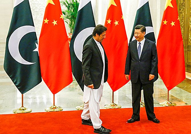 Xi meets Pakistan Prime Minister Imran Khan at the Great Hall of the People in Beijing, November 2, 2018. Photograph: Thomas Peter/Reuters