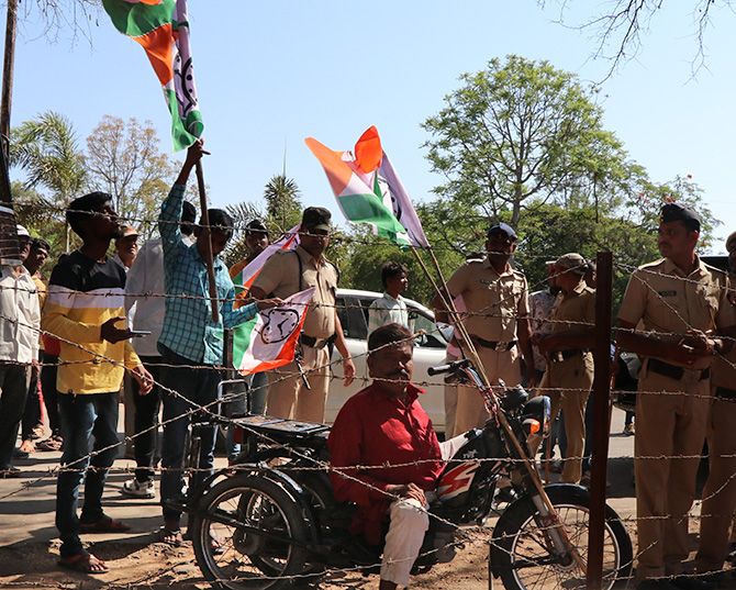 NCP supporters in Baramati, Maharashtra at Supriya Sule and Sharad Pawar's rally. Photograph: Rajesh Karkera/Rediff.com.