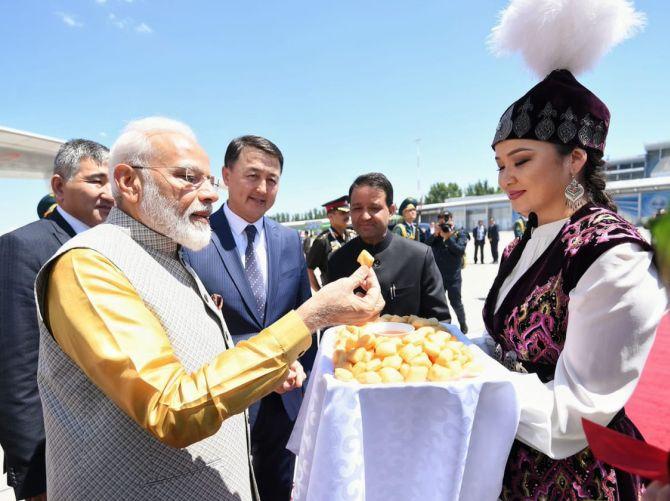 Image result for PM <a class='inner-topic-link' href='/search/topic?searchType=search&searchTerm=MODI' target='_blank' title='click here to read more about MODI'>modi</a> arrived in Bishkek for SCO summit