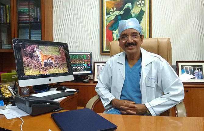 Heart surgeon Dr Ramakanta Panda at his office at the Asian Heart Institute, Mumbai. Photograph: Vaihayasi Pande Daniel/Rediff.com