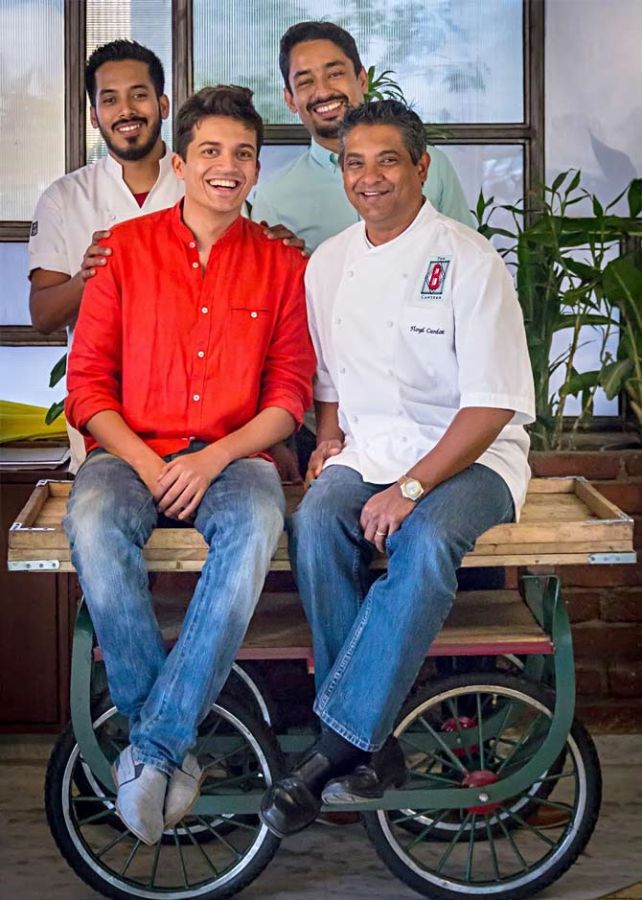 Chef Floyd Cardoz, with Chef Thomas Zacharias and the team behind The Bombay Canteen. Photograph: Courtesy Chef Thomas Zacharias.