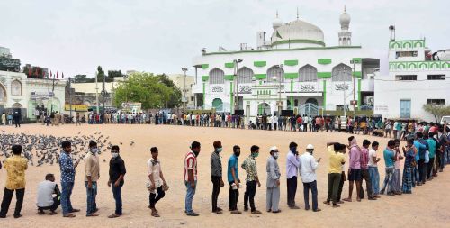 People queue up for essentials in Telangana